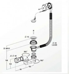 Manual bathtub drain with plug and chain - Nicoll