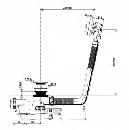 Automatischer Abfluss PVC langes Kabel 1M