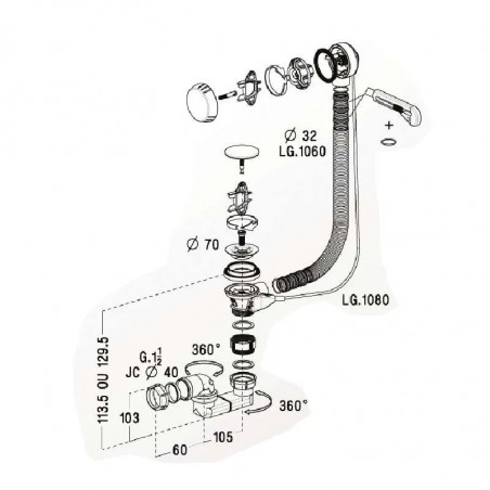 Automatischer Abfluss langes Kabel A.M - 0203584