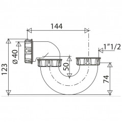 Siphon bathtub PVC swivel tube D.40 valentin