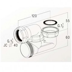 Hinged PVC siphon with inspection plug - 0203008