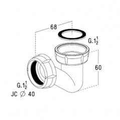 Siphon PVC en "V" 40x49, 0203011