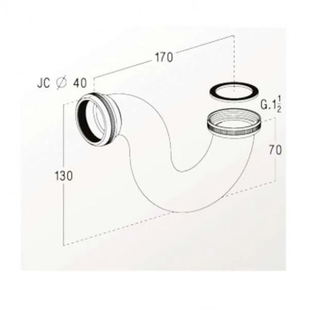 S" sifón 40x49 - 0501001