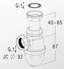 Verstellbarer Waschbeckensiphon mit abnehmbarem Sockel - 0201001