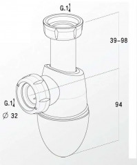 Adjustable washbasin trap, 40 mm outlet, Easyphon - 0201283