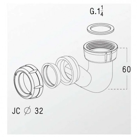 Bidet-Sifon "V" 33x42 - 0201015