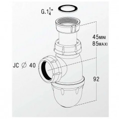 Adjustable "S" shaped siphon - 0201091