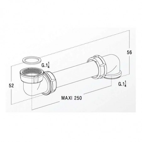 Uscita posteriore per sifone cromato per lavabo - 0201248