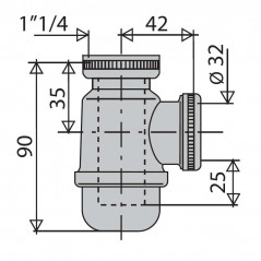 Waschbeckensiphon 310 Nickel Mast JC32