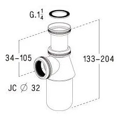 Adjustable chrome washbasin trap - 0501022