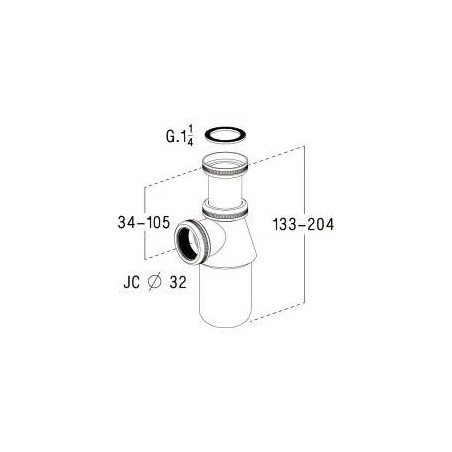 Adjustable chrome washbasin trap - 0501022