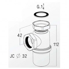 Nicht verstellbarer Waschbeckensiphon - 0501012