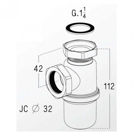 Non-adjustable washbasin trap - 0501012