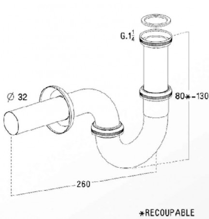 Siphon bidet en \'P\' - 0202026