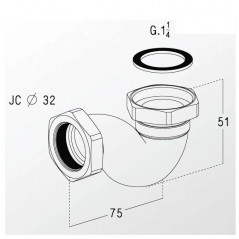 Bidet-Sifon in "V"-Form, verchromt - 0501027