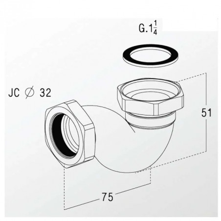 Siphon bidet en \'V\' chromé - 0501027