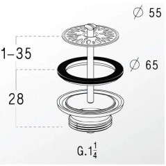 Brass plug with chain - 0501020