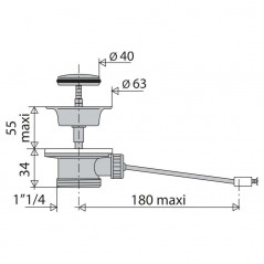 Piletta per lavabo corta con due viti: 33X42