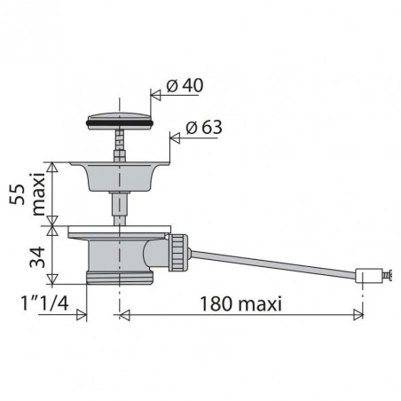 Piletta per lavabo corta con due viti: 33X42