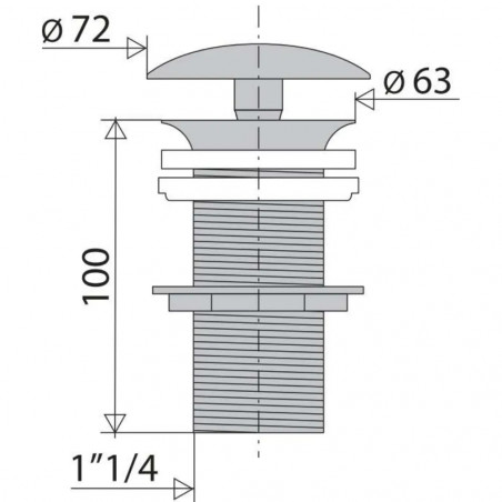 Bonde design pour lavabo écoulement libre, hauteur 100 mm, laiton chromé