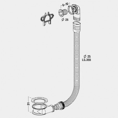 Insertar la sonda con rebosadero D.25 a 30mm para el tanque 0 a 10mm SAS - 0201151