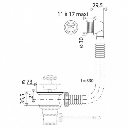 Bung spacer D.30 mm for tank thickness 11 to 17mm