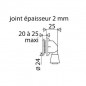 Intercalaire de bonde diamètre 25 mm pour épaisseur diamètre cuve 18 à 25 mm