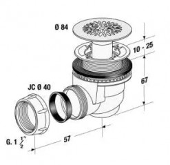 Bonde horizontale PVC à visser ou à coller, 0205001