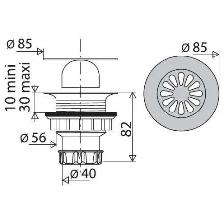 Vertical PVC drain to be screwed or glued