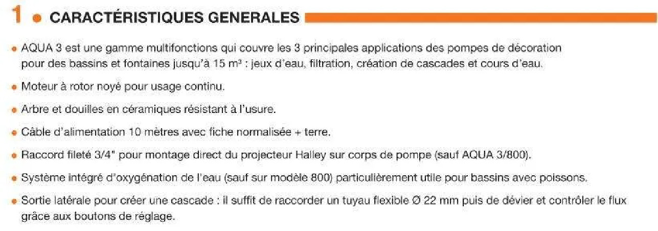 Pompe avec jets d'eau pour fontaines et bassins Aqua3 1500