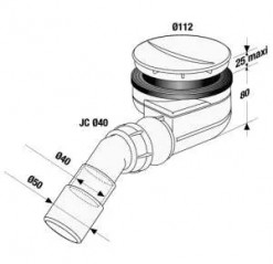 Bonde horizontale Turboflow à visser ou à coller pour receveur diamètre 90, 0205240