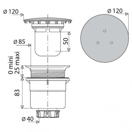 Siphon-Abfluss D.90 verchromt