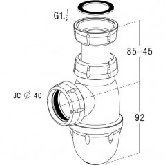 Verstellbarer Siphon mit abnehmbarem Sockel - 0204002