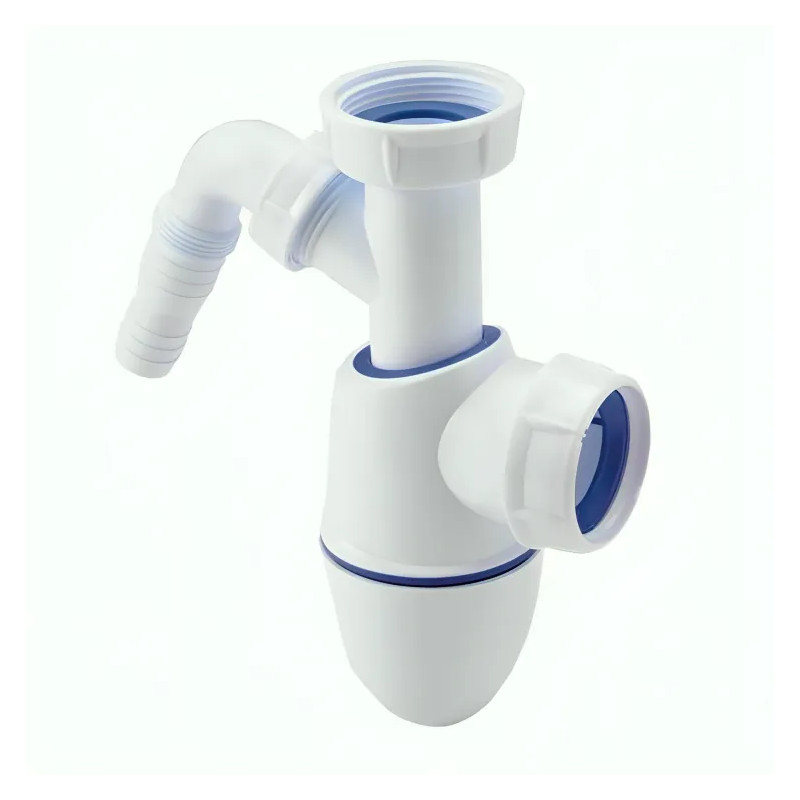 Siphon évier Easyphon, 40x49, PVC 40 mm, prise lave-linge, joints intégrés