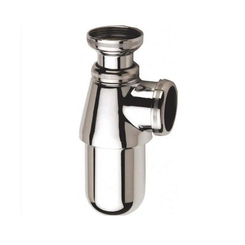 Siphon pour évier, laiton chromé brillant, PVC 40 mm, réglable en hauteur