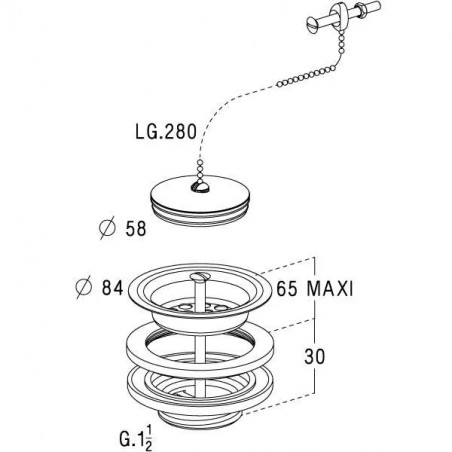 Sandstone sink drain with plug - 0501003