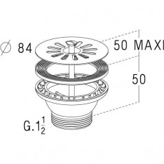 Bonde pour évier grès et synthèse perçage 60 mm, diamètre 84 mm