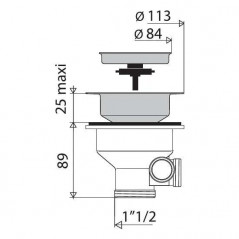  Valentin manual basket strainer without overflow (H89) chrome