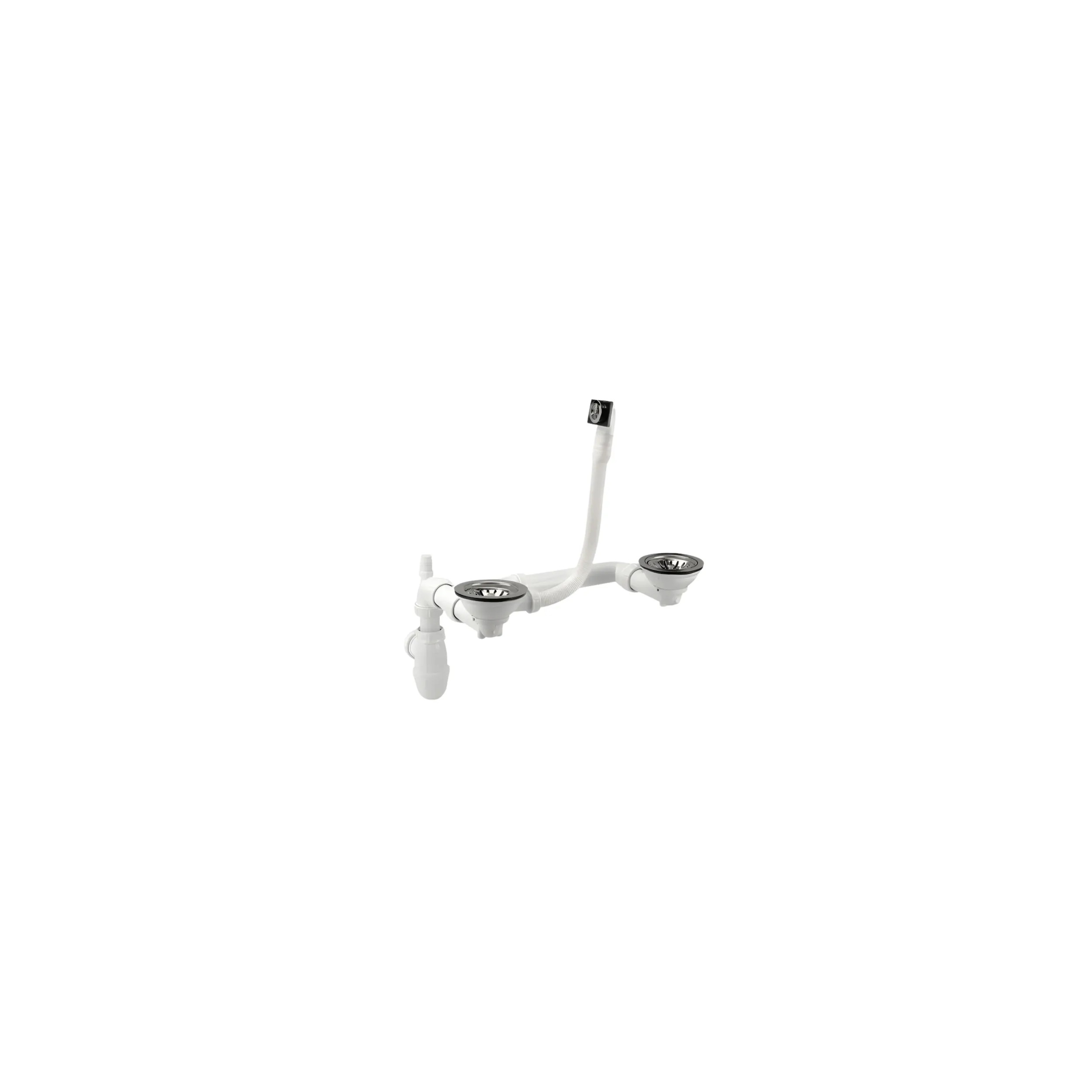 Complete manual drain chrome for double sinks - 0224316