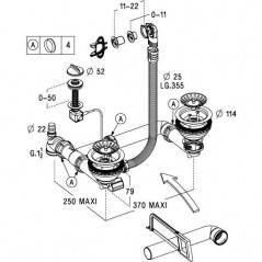 Complete automatic and manual chrome drain for double sink - 0224045