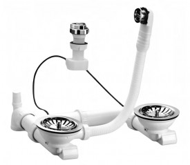 Complete automatic drain chrome for double sink - 0204115