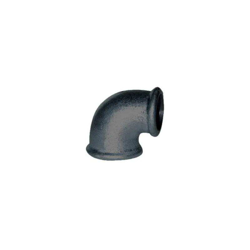 Malleable elbow 90° black, 12x17, female