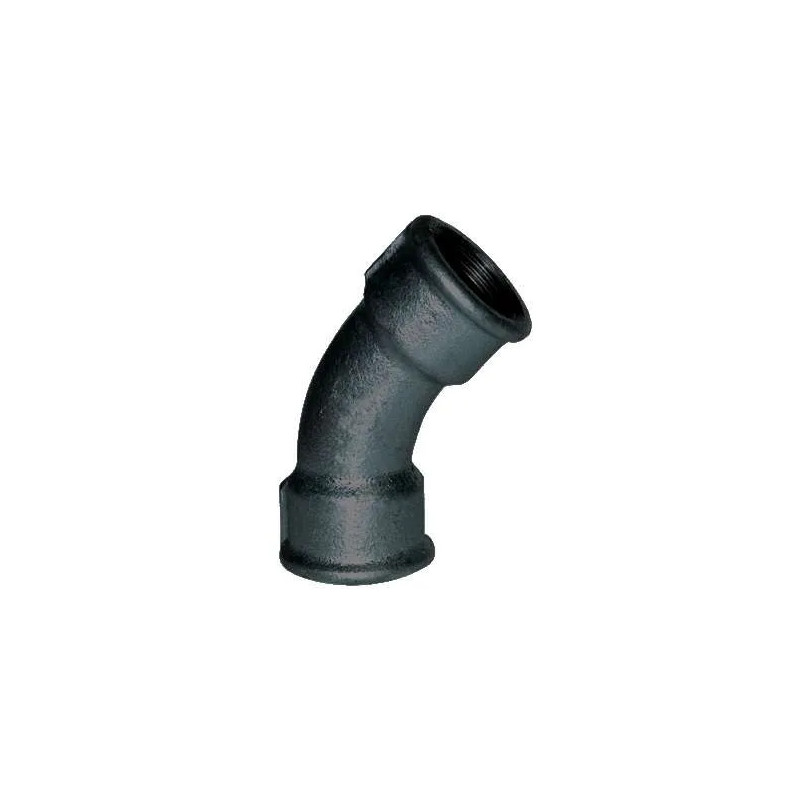 Malleable elbow 45°, 12x17, female black