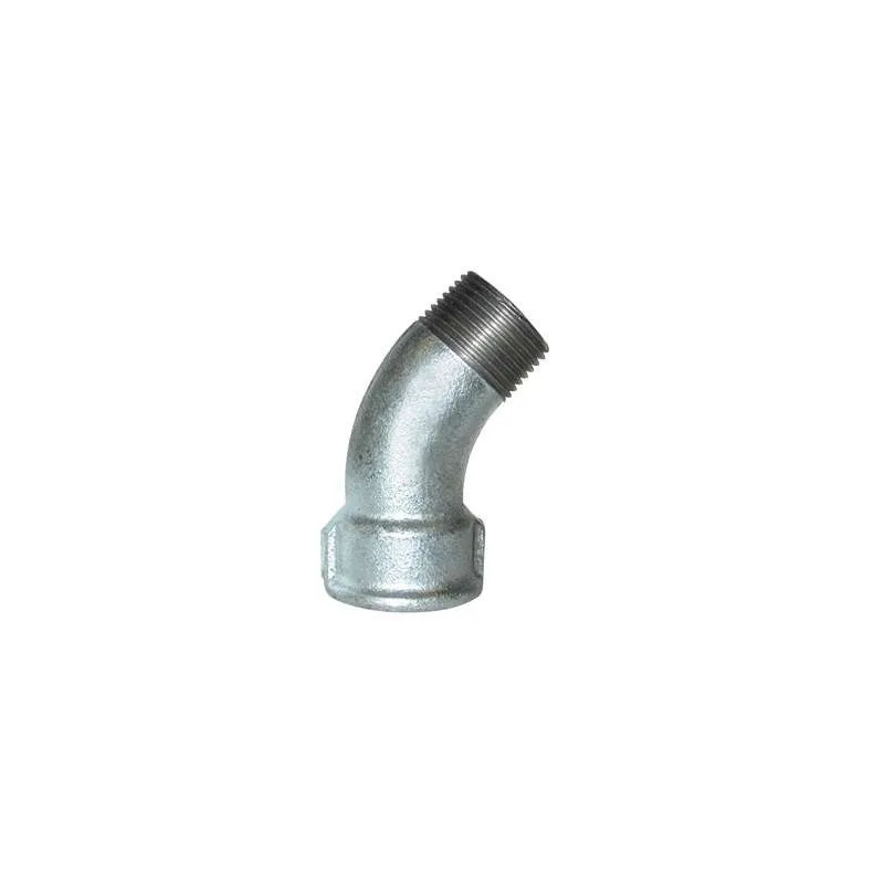 Malleable elbow 45°, 12x17, male female galvanized