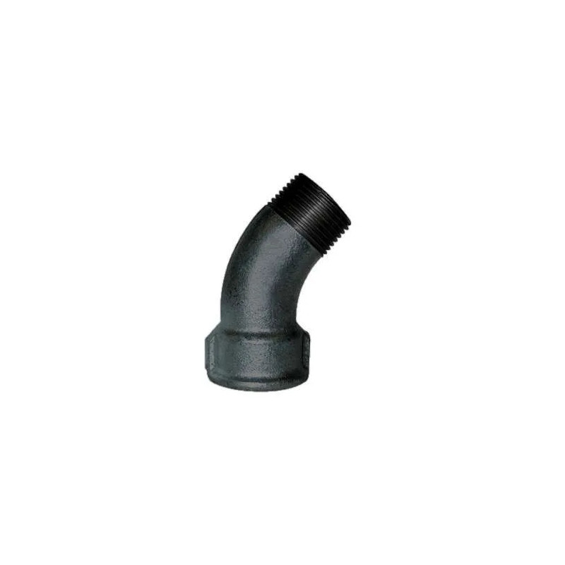 Malleable elbow 45°, 12x17, male female black