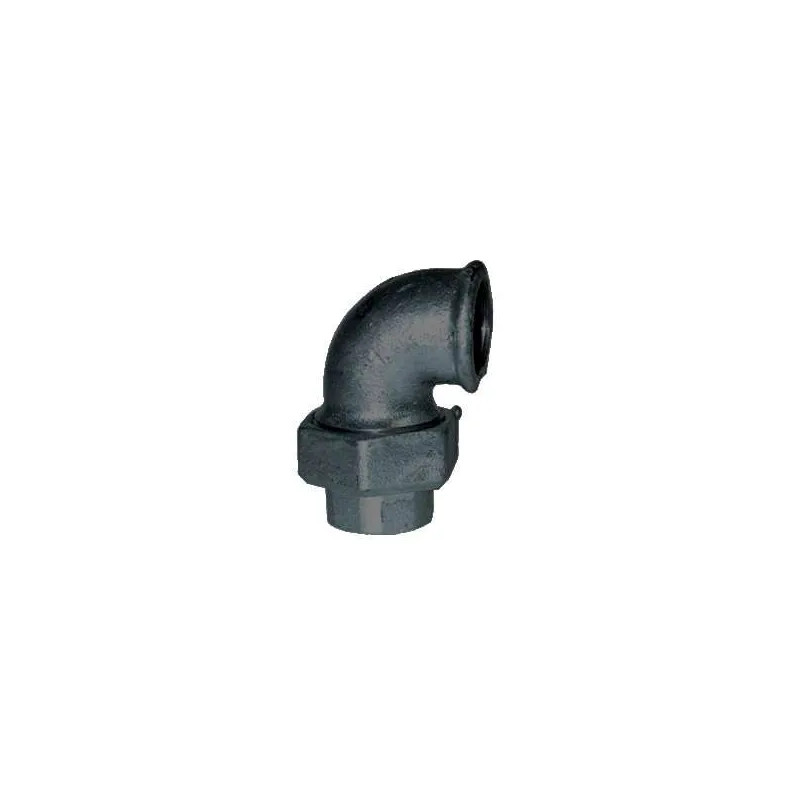 Conical union elbow, 12x17, female black