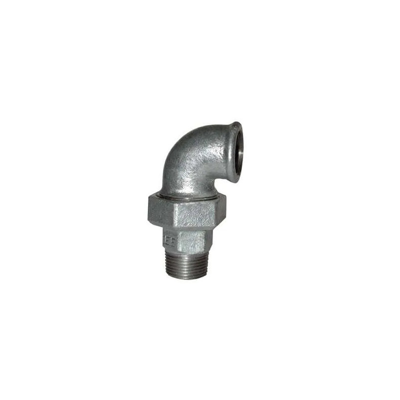 Conical union elbow, 12x17, male female galvanized