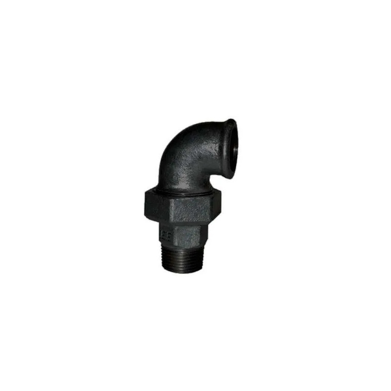 Conical union elbow, 12x17, male female black