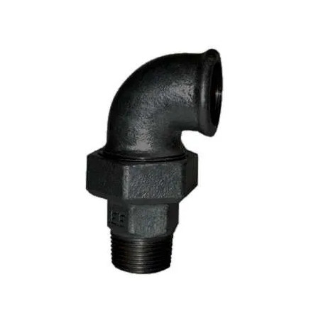 Conical union elbow, 12x17, male female black