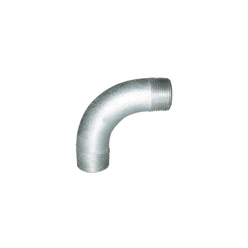 Elbow 90° large radius 15x21, double male galvanized